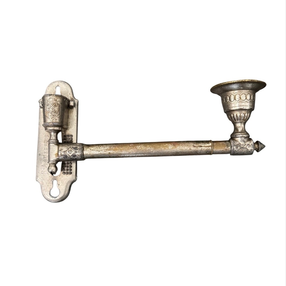 Antique Late 19th‎ Century Marked PARIS Wall Mount Adjustable Candle Sconce